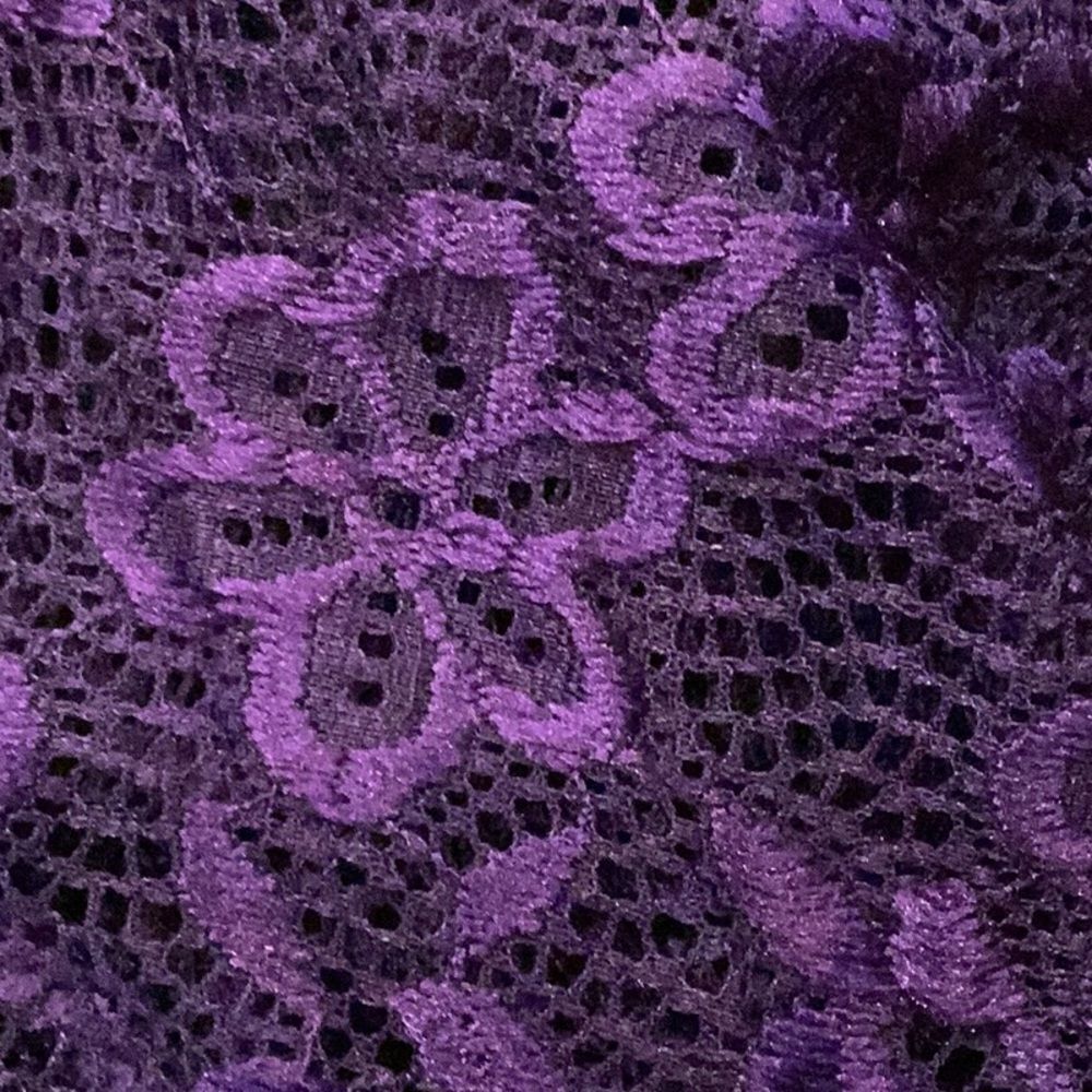 Purple Floral Lace Teddy Lingerie Bodysuit Halter Deep V Neck One Piece Sz 3X - Picture 8 of 8